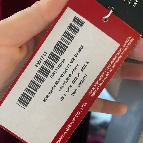 Vatanika xRevolve Red Velvet Lace-up MIDI dress NWT - Picture 2 of 6